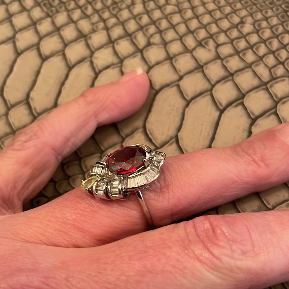 Solid Sterling Silver Garnet Peridot And Moissani… - image 6